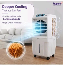 Livpure Coolbud Neo Personal Cooler 48L |240 Sq. Ft. Area Coverage| 20Ft. Poweful Air Throw| Inverter Compatible | Honeycomb Pads | 2 Yrs Motor Warranty & 1 Yr Comprehensive (White)