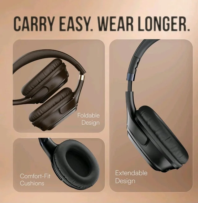 Noise Airwave Max 3 Bluetooth On Ear Headphones with 70H Playtime, 40mm Driver, Low Latency(up to 45ms),Dual Pairing, BT v5.3 (Carbon Black)