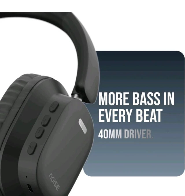 Noise Newly Launched Airwave Max 2 Wireless On-Ear Headphones with 50H Playtime, 40mm Drivers - Deep Bass, 3 Preset EQ Modes, 40m/s Low Latency, Dual Pairing,BT V5.3 (Bold Black)