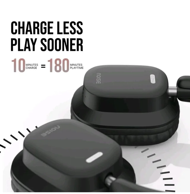 Noise Newly Launched Airwave Max 2 Wireless On-Ear Headphones with 50H Playtime, 40mm Drivers - Deep Bass, 3 Preset EQ Modes, 40m/s Low Latency, Dual Pairing,BT V5.3 (Bold Black)