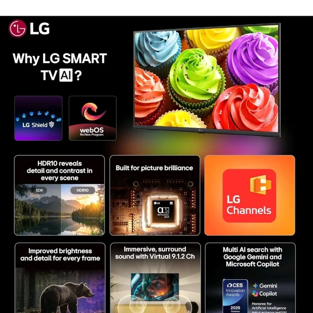 Visit the LG Store
4.2
4.2 out of 5 stars
(18,175)
LG 80 cms (32 inches) LB650 AI Series HD Smart webOS VA LED TV 32LB650BPLA 2026
Amazon's Choice