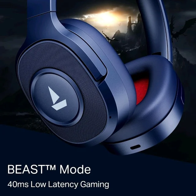 boAt Rockerz Plus 550 ANC, (~40dB) Hybrid ANC, 80Hrs Playback, 40ms Low Latency Beast Mode, 40mm Drivers, BT v5.4, Bluetooth Headphones, Wireless Headphone with Mic (Bold Blue)