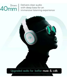 Zebronics Thunder (2026 Upgrade) Wireless Headphones, BT v6.0, True 60 hrs Playback, 40mm Drivers, ENC, Gaming Mode, Dual Pairing, AUX & microSD, Rapid Charging, Call Function (Sea Green)