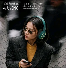 Zebronics Thunder (2026 Upgrade) Wireless Headphones, BT v6.0, True 60 hrs Playback, 40mm Drivers, ENC, Gaming Mode, Dual Pairing, AUX & microSD, Rapid Charging, Call Function (Teal Green)
