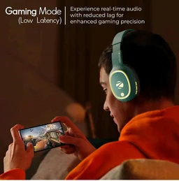 Zebronics Thunder (2026 Upgrade) Wireless Headphones, BT v6.0, True 60 hrs Playback, 40mm Drivers, ENC, Gaming Mode, Dual Pairing, AUX & microSD, Rapid Charging, Call Function (Teal Green)