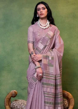 SGF11 Women's Soft Cotton Linen Silk Saree With Unstitched Blouse Piece
