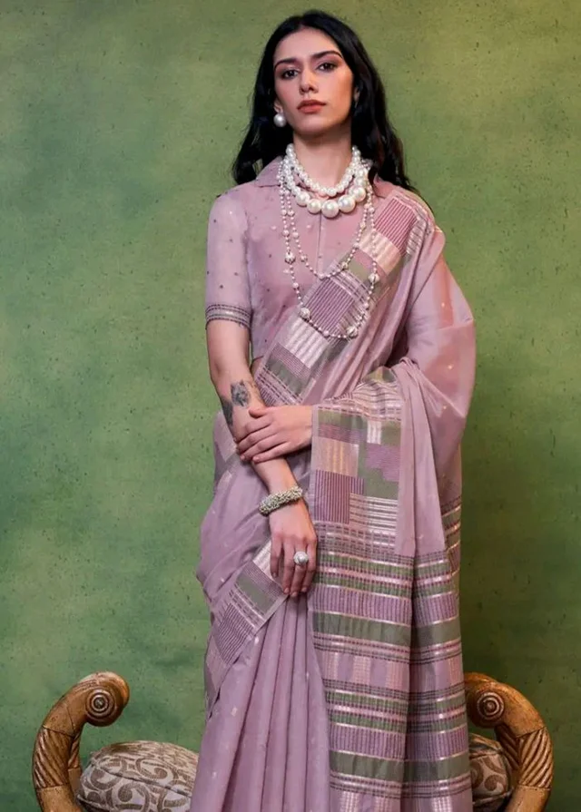 SGF11 Women's Soft Cotton Linen Silk Saree With Unstitched Blouse Piece