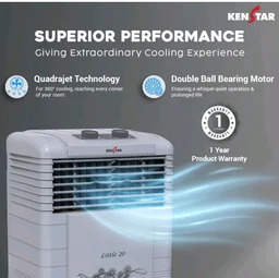 Kenstar LITTLE HC 20 Room/Personal Air Cooler For Home| Honeycomb Pad |High Speed Fan |35 Ft Powerful Air Throw|Inverter compatible |Portable Cooler-Room|1-Yr Product Warranty|Light Grey & Dark Grey
