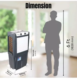 BHABURLY | Eazycool 45 L Room Personal Air Cooler | 4-Way Air Deflection | 2350 CMH Ice Chamber, Anti-Bacterial Honeycomb Pad, 3-Speed Control, Castor Wheels, Inverter