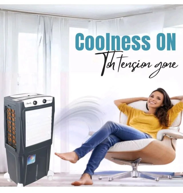 BHABURLY | Eazycool 45 L Room Personal Air Cooler | 4-Way Air Deflection | 2350 CMH Ice Chamber, Anti-Bacterial Honeycomb Pad, 3-Speed Control, Castor Wheels, Inverter