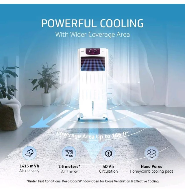 Guard Arido R35 H-N Air Cooler For Room | 35 Litre
7.6 m Air Throw| 2 Year Warranty on Motor & Pump|Concealed Pump Design|Air Delievery-1415 cmh|1 Year Warran