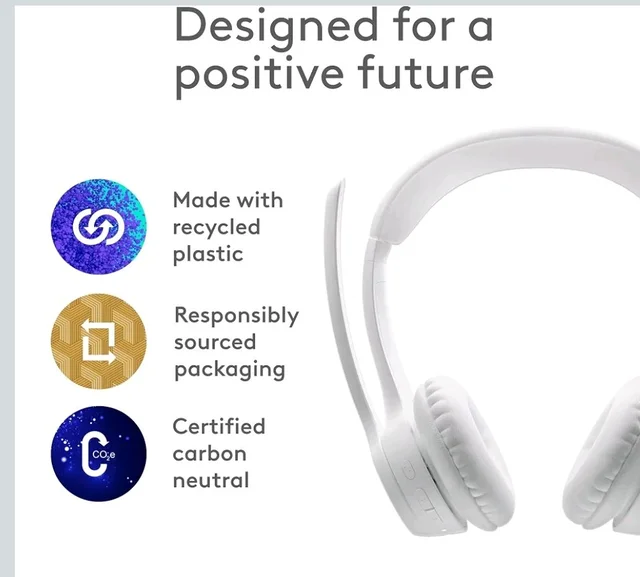 Logitech Zone 300 Wireless Bluetooth Headset with Noise-Cancelling Microphone, Compatible with Windows, Mac, Chrome, Linux, iOS, iPadOS, Android – White