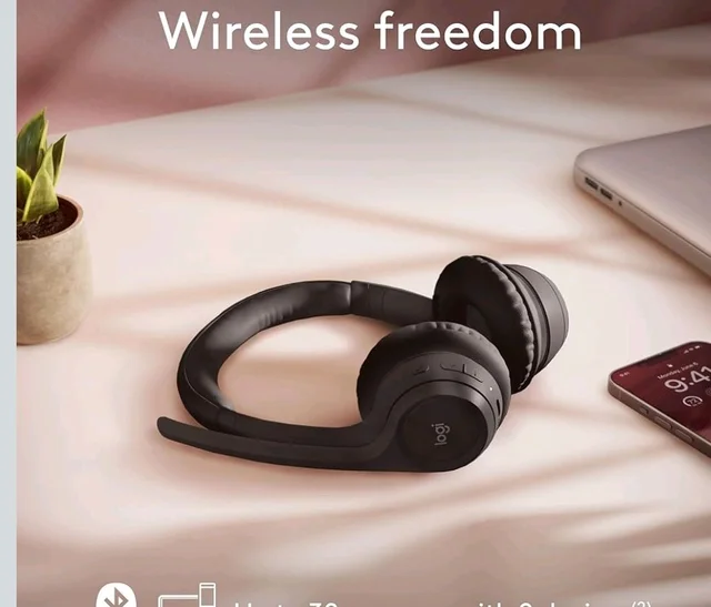 Logitech Zone 300 Wireless Bluetooth Over Ear Headset with Noise-Cancelling Microphone, Compatible with Windows, Mac, Chrome, Linux, iOS,iPados, Android – Black