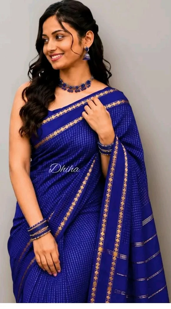 Pure Kalyani Cotton Saree for Women | Aarani Koora Kattam Checked Saree with Zari Border | Tassels | Running Blouse | Kanjivaram Cotton Silk | Traditional Handloom Weave