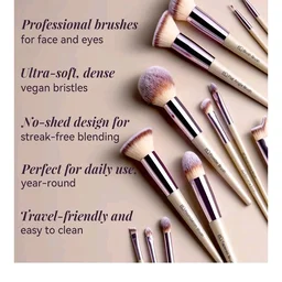 BS-MALL Makeup Brush Set 18 Pcs Professional Foundation Powder Concealers Eyeshadow Blush Synthetic Makeup Brushes with Labeled instruction Black Case Upgraded Version. (C CHAMPANE)