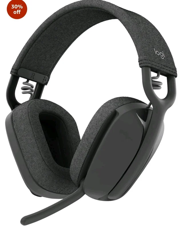 Logitech Zone Vibe 100 Lightweight Wireless Over-Ear Headphones with Microphone, Advanced Multipoint Bluetooth Headset, Works with Teams, Google Meet, Zoom, Mac/PC - Graphite