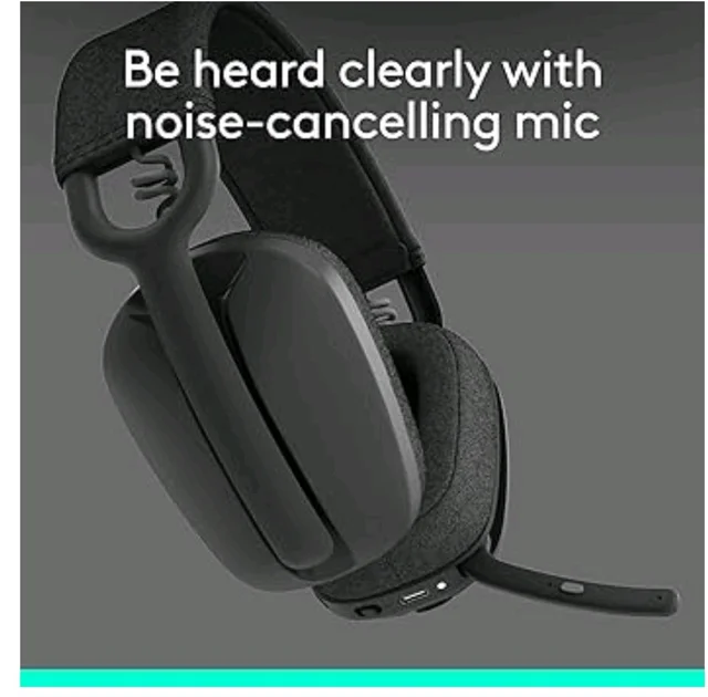 Logitech Zone Vibe 100 Lightweight Wireless Over-Ear Headphones with Microphone, Advanced Multipoint Bluetooth Headset, Works with Teams, Google Meet, Zoom, Mac/PC - Graphite