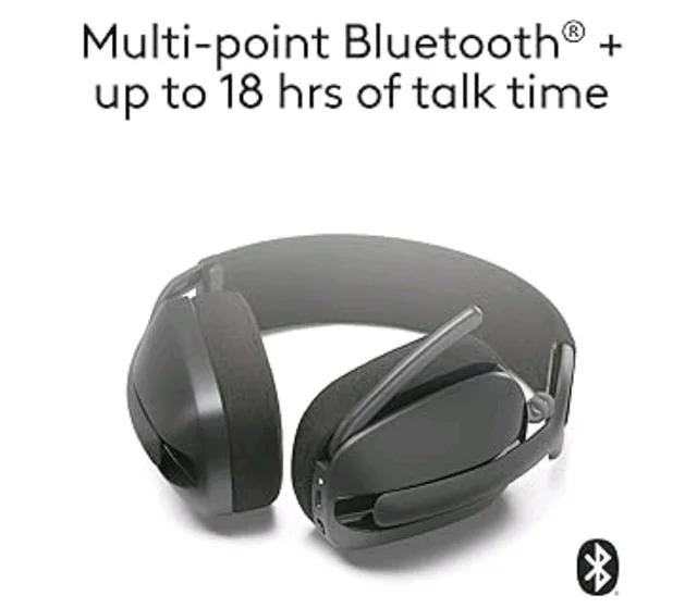 Logitech Zone Vibe 100 Lightweight Wireless Over-Ear Headphones with Microphone, Advanced Multipoint Bluetooth Headset, Works with Teams, Google Meet, Zoom, Mac/PC - Graphite