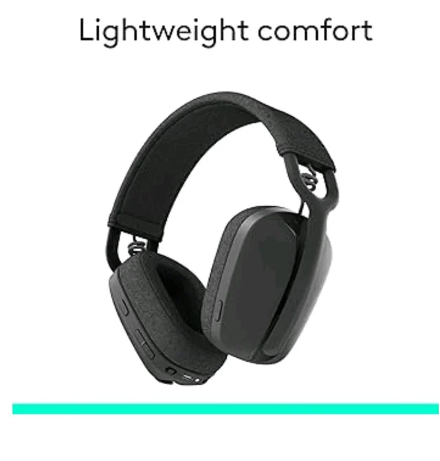 Logitech Zone Vibe 100 Lightweight Wireless Over-Ear Headphones with Microphone, Advanced Multipoint Bluetooth Headset, Works with Teams, Google Meet, Zoom, Mac/PC - Graphite