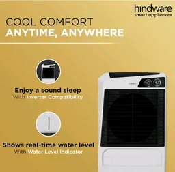 Hindware Smart Appliances Calisto 105L | Desert Air Cooler with Woodwool Pads, Inverter Compatible, Castor wheels and motorized air flow control & High Air Delivery (White & Black)
