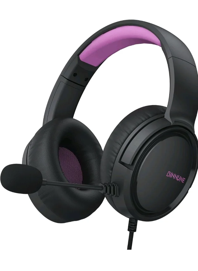 BINNUNE Gaming Headset with Mic for Xbox Series X|S Xbox One PS4 PS5 PC NS, Wired Audifonos Gamer Headphones with Microphone for Xbox 1 PS 4|5-BlackPurple