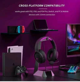 BINNUNE Gaming Headset with Mic for Xbox Series X|S Xbox One PS4 PS5 PC NS, Wired Audifonos Gamer Headphones with Microphone for Xbox 1 PS 4|5-BlackPurple