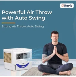 Bhaburly Chill 55L Window Air Cooler for Home Powerful Air Throw Dual Side Water Inlet Wood Wool 1350 RPM 200 W 1 Year Warranty 8" Blower 3200 cmh Inverter Compatible 1 yr Warranty
