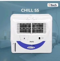 Bhaburly Chill 55L Window Air Cooler for Home Powerful Air Throw Dual Side Water Inlet Wood Wool 1350 RPM 200 W 1 Year Warranty 8" Blower 3200 cmh Inverter Compatible 1 yr Warranty