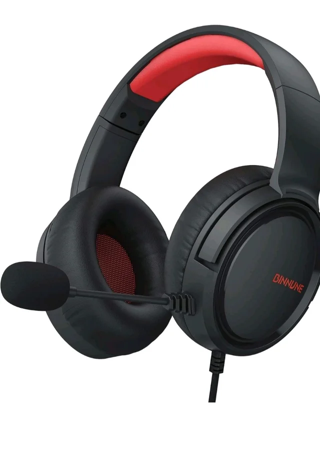 BINNUNE Gaming Headset with Mic for PS4 PS5 Xbox Series X|S Xbox One PC NS, Wired Gaming Headphones with Microphone for PS 4|5 Xbox 1, Black & Red