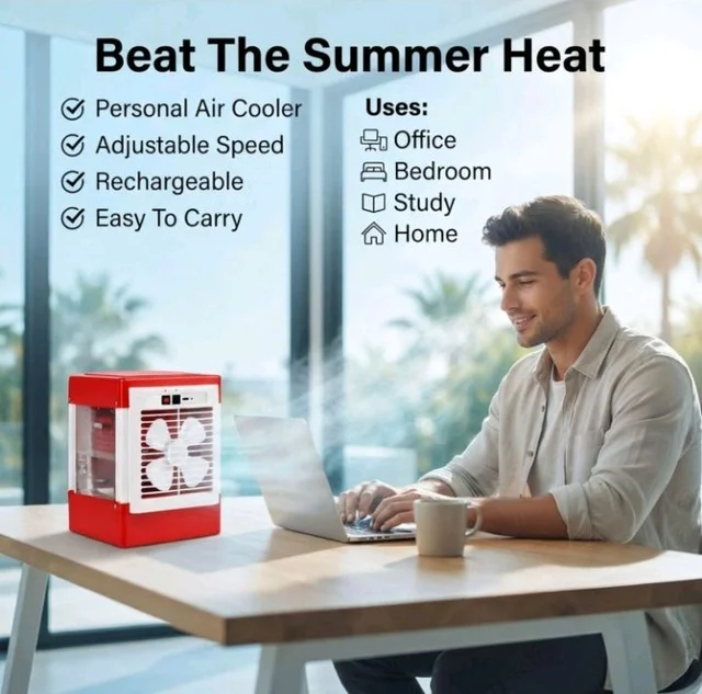 Drumstone (πππ¬π ππ‘π¨π’ππ Rechargeable Mini Air Cooler Fan With 1.5L Water Tank, USB Portable Cooling Fan, Adjustable Speed Personal Air Cooler For Home Office,ππ ππππ«π¬ πππ«π«ππ§ππ²