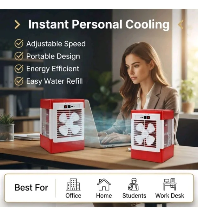Drumstone (πππ¬π ππ‘π¨π’ππ Rechargeable Mini Air Cooler Fan With 1.5L Water Tank, USB Portable Cooling Fan, Adjustable Speed Personal Air Cooler For Home Office,ππ ππππ«π¬ πππ«π«ππ§ππ²