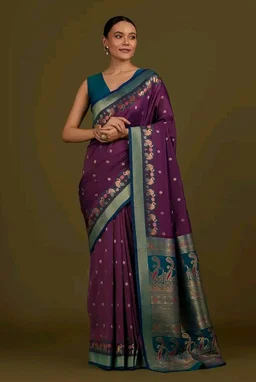 Monjolika Fashion Women's Graceful Banarasi Silk Saree In Classic Paisley & Rich Zari Pallu comes with Unstitched blouse