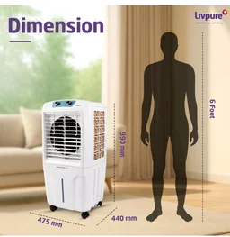 Livpure Coolbud Neo Personal Cooler 48L |240 Sq. Ft. Area Coverage| 20Ft. Poweful Air Throw| Inverter Compatible | Honeycomb Pads | 2 Yrs Motor Warranty & 1 Yr Comprehensive (White)