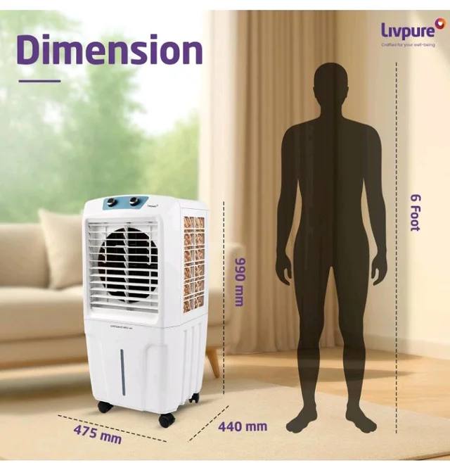 Livpure Coolbud Neo Personal Cooler 48L |240 Sq. Ft. Area Coverage| 20Ft. Poweful Air Throw| Inverter Compatible | Honeycomb Pads | 2 Yrs Motor Warranty & 1 Yr Comprehensive (White)