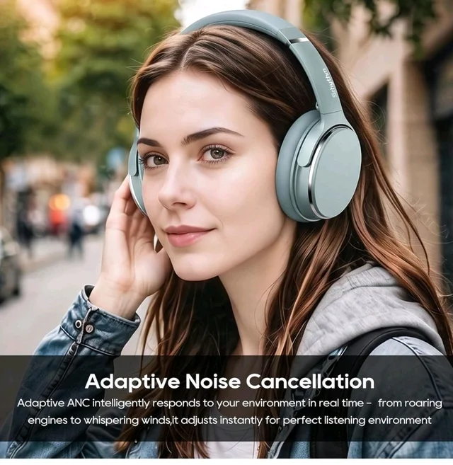 Srhythm NC25 Wireless Headphones Bluetooth 5.3,Lightweight Noise Cancelling Headset Over-Ear with Low Latency,Green