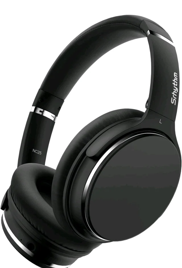 Srhythm NC25 Hybrid Noise Cancelling Headphones Over Ear, Wireless Bluetooth 5.3, 50H Playtime, Transparency Mode,Black