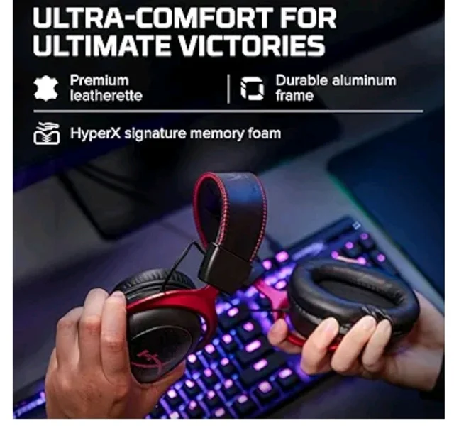 HyperX Cloud II Smartchoice Wired Gaming Headset for PC, PS5 / PS4. Active Noise Cancellation, Over Ear, circumaural, Closed Back, HyperX Virtual 7.1 Surround Sound - Black-Red (4P5M0AA)