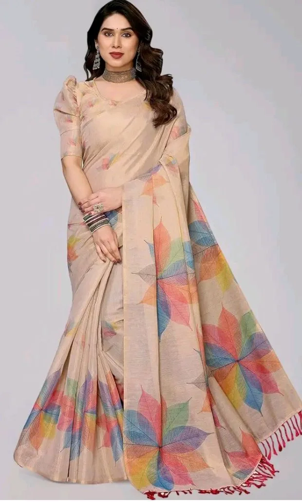 Yashika Women's Chanderi Floral Digital Print Chandheri Saree with Unstitched Blouse Material
200+ bought in past month