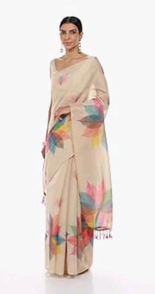 Yashika Women's Chanderi Floral Digital Print Chandheri Saree with Unstitched Blouse Material
200+ bought in past month
