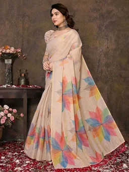 Yashika Women's Chanderi Floral Digital Print Chandheri Saree with Unstitched Blouse Material
200+ bought in past month
