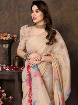 Yashika Women's Chanderi Floral Digital Print Chandheri Saree with Unstitched Blouse Material
200+ bought in past month