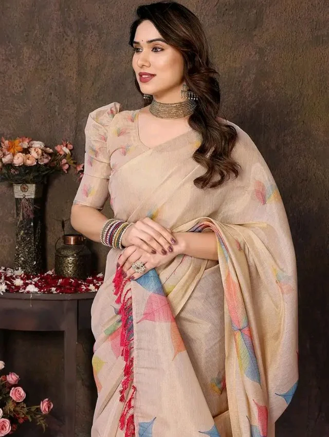 Yashika Women's Chanderi Floral Digital Print Chandheri Saree with Unstitched Blouse Material
200+ bought in past month