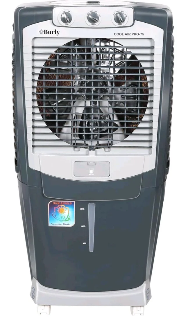 Bhaburly Burly Coolair Pro 75 Ltr Desert Portable Cooler With Anti Bacterial Honeycomb, Auto Refill Powerfull Motor With Auto Swing And 3 Speed Contr