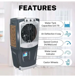 Bhaburly Burly Coolair Pro 75 Ltr Desert Portable Cooler With Anti Bacterial Honeycomb, Auto Refill Powerfull Motor With Auto Swing And 3 Speed Contr
