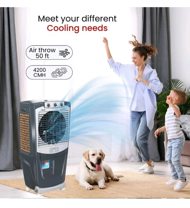 Bhaburly Burly Coolair Pro 75 Ltr Desert Portable Cooler With Anti Bacterial Honeycomb, Auto Refill Powerfull Motor With Auto Swing And 3 Speed Contr