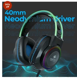 Zebronics Jet PRO Premium Wired Gaming On Ear Headphone with LED for Headband + earcups, 40mm Neodymium Drivers, 2 Meter Braided Cable, with mic, Suspension Design, 3.5mm + USB Connector (Black, Blue)