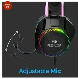 Zebronics Jet PRO Premium Wired Gaming On Ear Headphone with LED for Headband + earcups, 40mm Neodymium Drivers, 2 Meter Braided Cable, with mic, Suspension Design, 3.5mm + USB Connector (Black, Blue)
