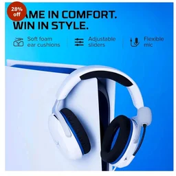 HyperX Cloud Stinger 2 Core Smartchoice- Gaming Headset for PlayStation, Lightweight Over-Ear Headset with mic, Swivel-to-Mute Function, 40mm Drivers (6H9B5AA), White