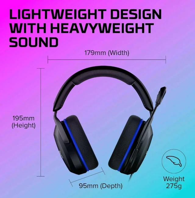 HyperX Cloud Stinger 2 Core - Gaming Headset for PlayStation, Lightweight Over-Ear Headset with mic, Swivel-to-Mute Function, 40mm Drivers - Black - (6H9B6AA)