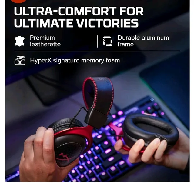 HyperX Cloud II Smartchoice Wired Gaming Headset for PC, PS5 / PS4. Active Noise Cancellation, Over Ear, circumaural, Closed Back, HyperX Virtual 7.1 Surround Sound - Black-Red (4P5M0AA)